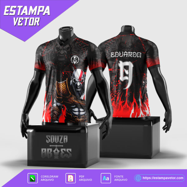 Arte Vetor Camisa Interclasse Kratos - Design Editável para Sublimação