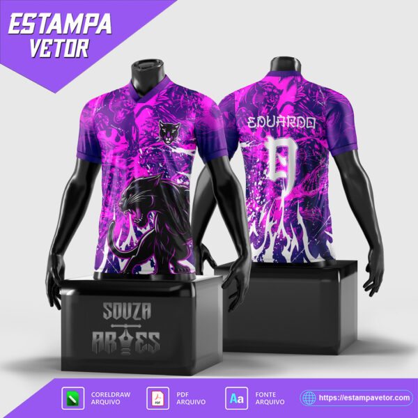 Arte Vetor Camisa Interclasse Pantera Roxa - Design Exclusivo para Sublimação