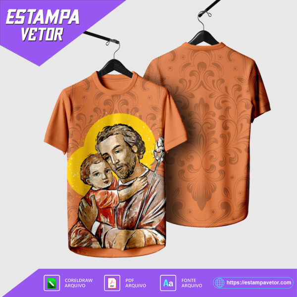 Design vetorial da Arte Vetor Camisa Religião São José 2025, disponível em Corel Draw X7 e PDF