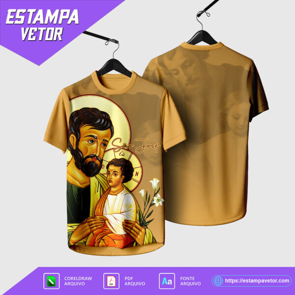 Design vetorial da Arte Vetor Camisa Religião São José 2025 02, disponível em Corel Draw X7 e PDF