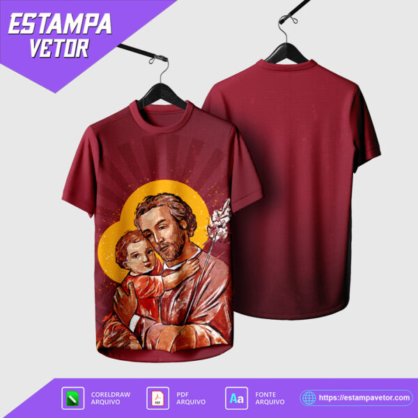 Design vetorial da Arte Vetor Camisa Religião São José 2025, disponível em Corel Draw X7 e PDF