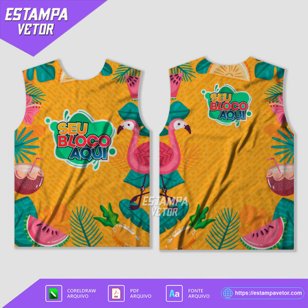 Arte Vetor Camisa Abadá Bloco Carnaval 2025 para sublimação, em formato editável, ideal para personalizar abadás de blocos carnavalescos.