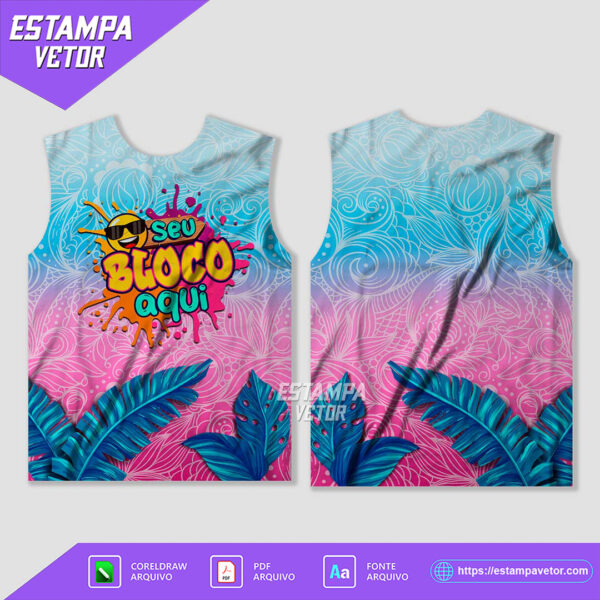 Design vetorial do Abadá Bloco Carnaval 2025 Sublimação – Modelo 21, editável em Corel Draw X7 e PDF