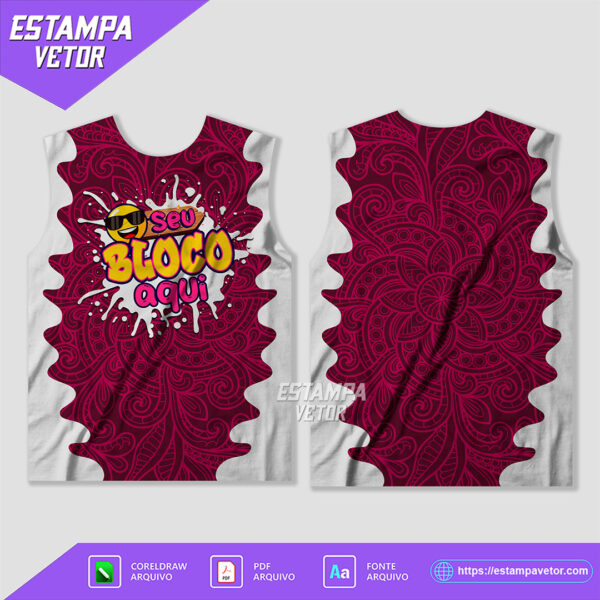 Design vetorial do Abadá Bloco Carnaval 2025 Sublimação – Modelo 23, editável em Corel Draw X7 e PDF