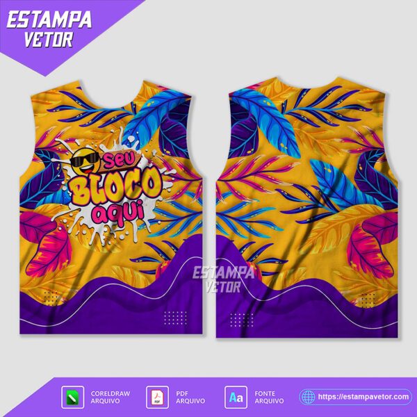 Design vetorial do Abadá Bloco Carnaval 2025 Sublimação – Modelo 24, editável em Corel Draw X7 e PDF