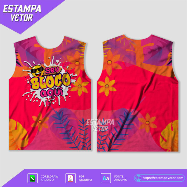 Design vetorial do Abadá Bloco Carnaval 2025 Sublimação – Modelo 25, editável em Corel Draw X7 e PDF