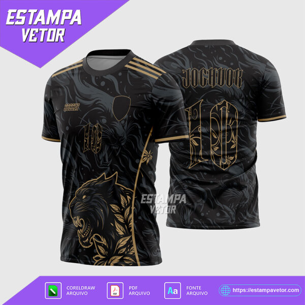 Arte Vetor Camisa Interclasse Pantera Negra Dourado 2025 Corel Draw X7 para sublimação