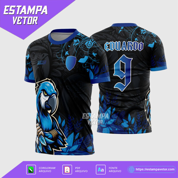 Arte Vetor Camisa Interclasse Arara Azul Corel Draw X7 para sublimação