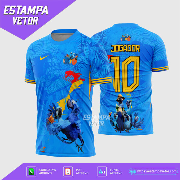 Arte Vetor Camisa Interclasse Rio Arara Azul Apaixonados Corel Draw X7 para sublimação