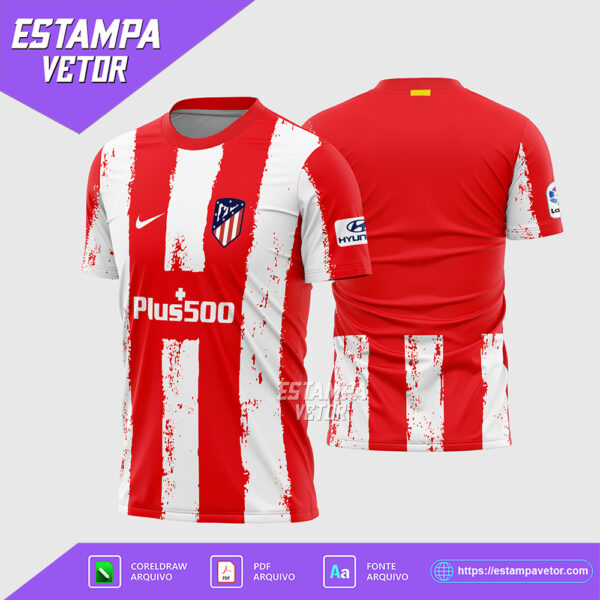 Arte Vetor Camisa Atlético Madrid Local 2021-2022 Corel Draw X7 para sublimação