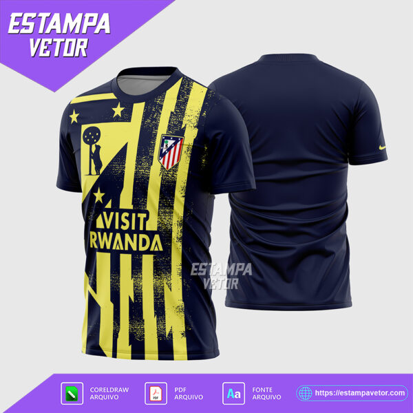 Arte Vetor Camisa Atlético Madrid Pré-Jogo 2025-2026 Corel Draw X7 para sublimação