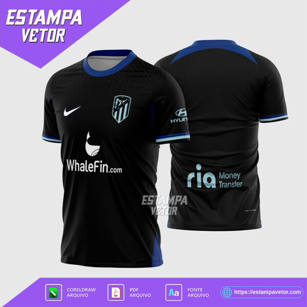 Arte Vetor Camisa Atlético Madrid Reserva 2022-2023 Corel Draw X7 para sublimação