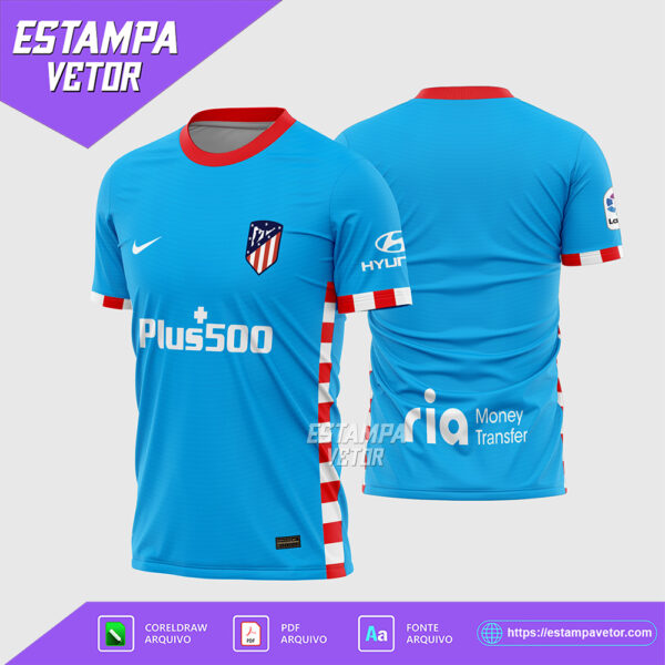 Arte Vetor Camisa Atlético Madrid Terceira 2021-2022 Corel Draw X7 para sublimação