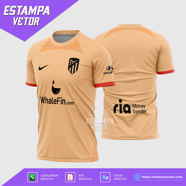 Arte Vetor Camisa Atlético Madrid Terceira 2022-2023 Corel Draw X7 para sublimação