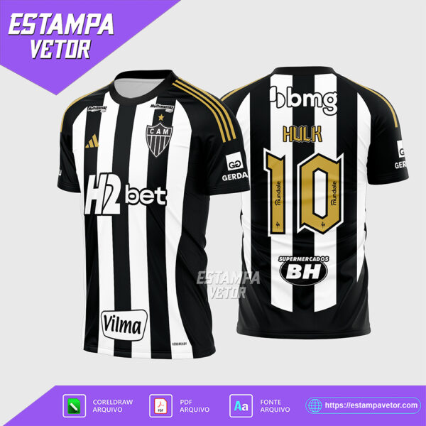 Arte Vetor Camisa Atlético Mineiro Titular 2024 - 2025 Corel Draw X7 para sublimação