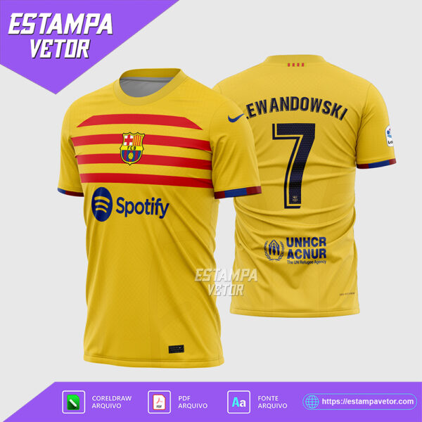 Arte Vetor Camisa Barcelona Quarta 2022-2023 Corel Draw X7 para sublimação
