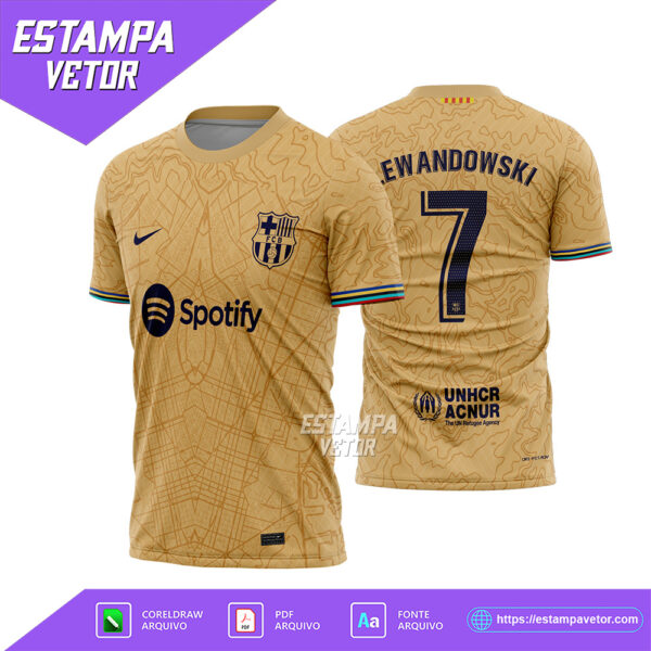 Arte Vetor Camisa Barcelona Reserva 2022 - 2023 Corel Draw X7 para sublimação