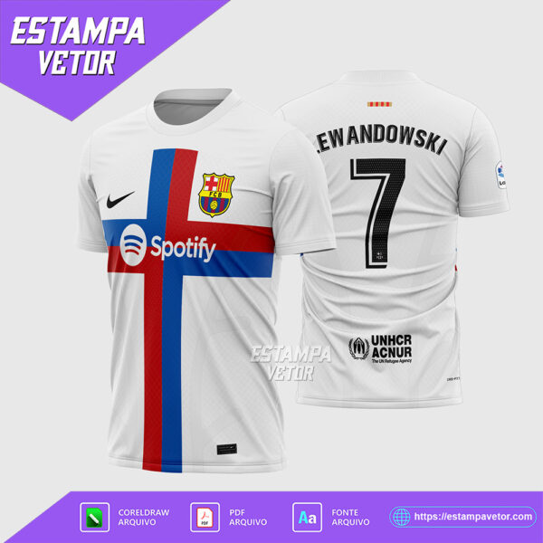 Arte Vetor Camisa Barcelona Terceira 2022-2023 Corel Draw X7 para sublimação