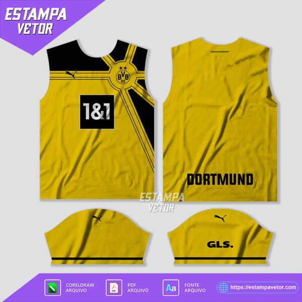 Arte Vetor Camisa Borussia Dortmund Conceito 2024 Corel Draw para sublimação