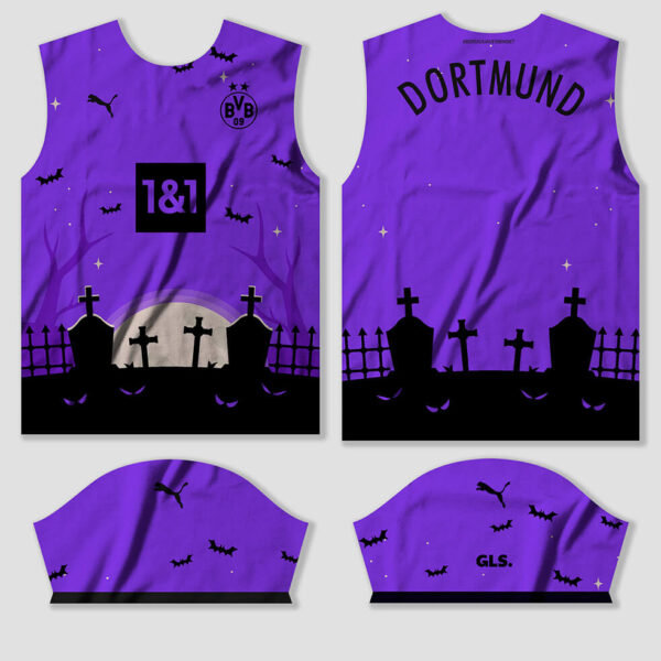 arte vetor camisa borussia dortmound halloween conceito 2023