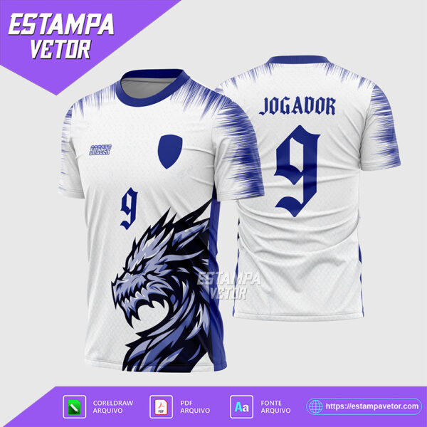 Arte Vetor Camisa Branca Interclasse Dragão Azul Corel Draw X7 para sublimação
