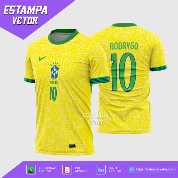 Arte Vetor Camisa Brasil Titular 2024 - 2025 Corel Draw X7 para sublimação
