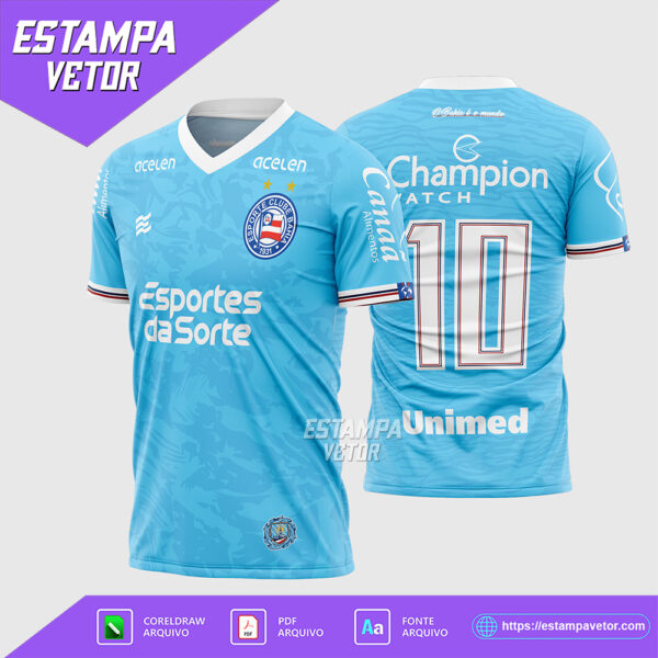 Arte Vetor Camisa Clube Bahia Terceira 2023 2024 Corel Draw X7 para sublimação