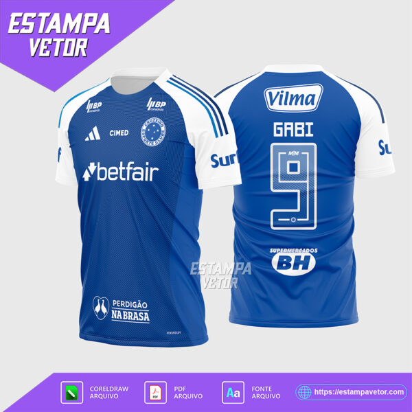 Arte Vetor Camisa Cruzeiro Titular 2025 - 2026 Corel Draw X7 para sublimação