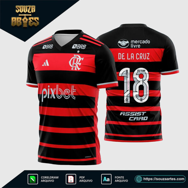 arte vetor camisa flamengo titular 2024 - 2025