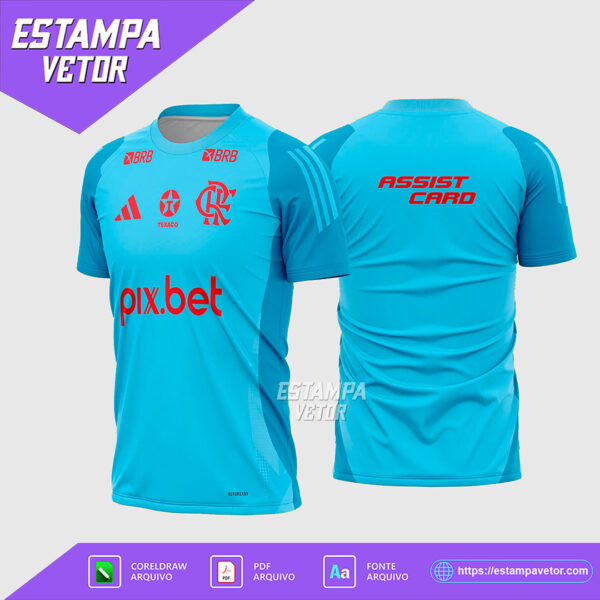 Arte Vetor Camisa Flamengo Treino 2025-2026, disponível para sublimação e personalização em Corel Draw X7 e PDF.