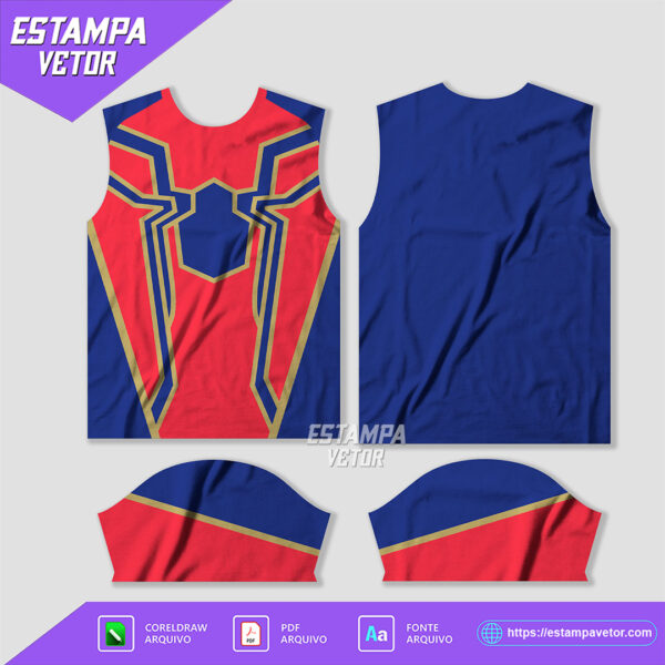 Arte Vetor Camisa Homem-Aranha Spider Man em formatos Corel Draw X7 e PDF.