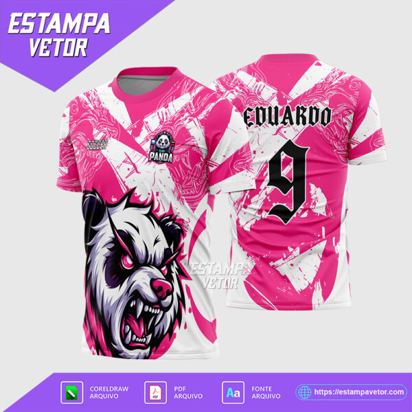 Arte Vetor Camisa Interclasse Urso Panda Rosa Corel Draw para sublimação
