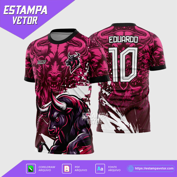 Arte Vetor Camisa Interclasse 2025 Touro Rosa Corel Draw X7 para sublimação