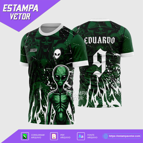 Arte Vetor Camisa Interclasse Alien Verde Corel Draw para sublimação
