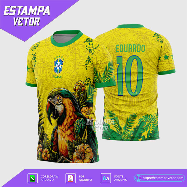 Arte Vetor Camisa Interclasse Arara Brasil Corel Draw X7 para sublimação