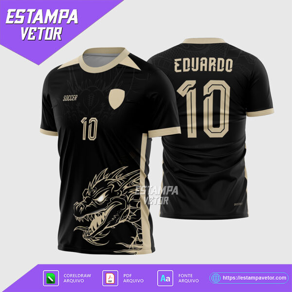Arte Vetor Camisa Interclasse Dragão Dourado Corel Draw X7 para sublimação