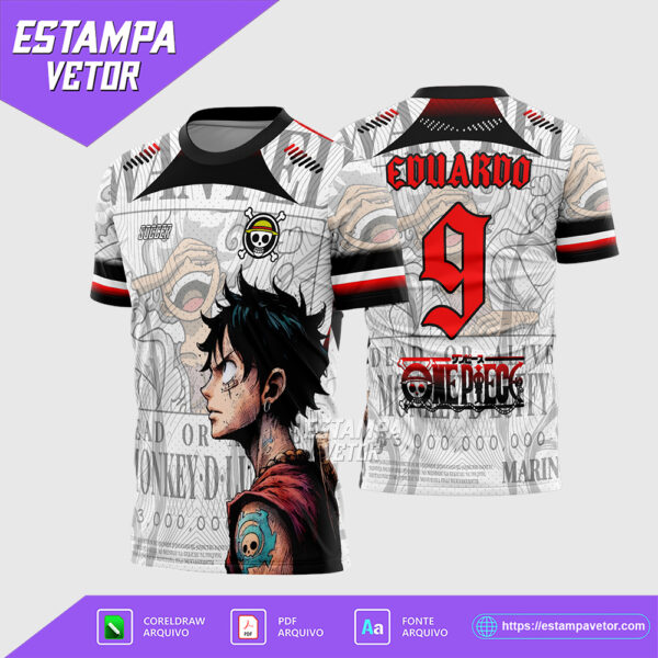 Arte Vetor Camisa Interclasse Luffy One Piece Corel Draw para sublimação