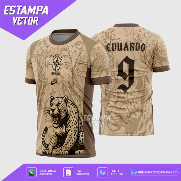 Arte Vetor Camisa Interclasse Onça Brasil Corel Draw X7 para sublimação