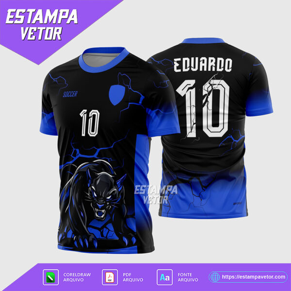 Arte Vetor Camisa Interclasse Pantera Raios Azul Corel Draw X7 para sublimação