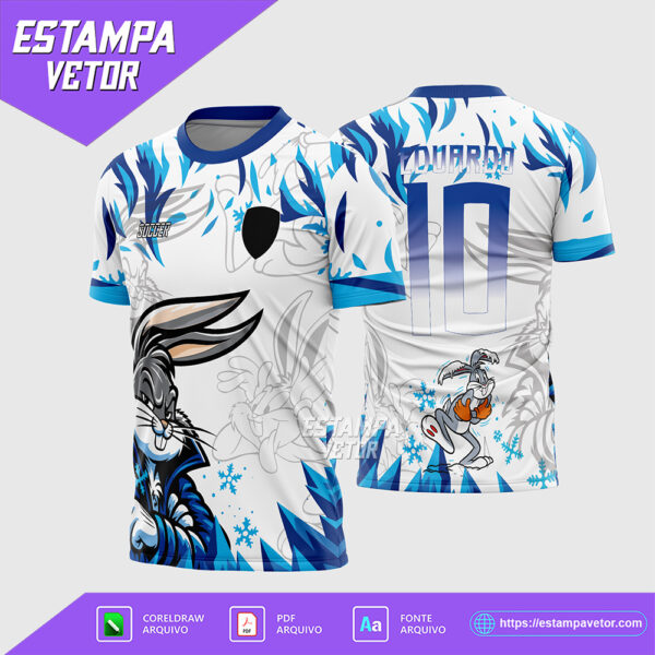 Arte Vetor Camisa Interclasse Pernalonga Azul Looney Tunes Corel Draw X7 para sublimação