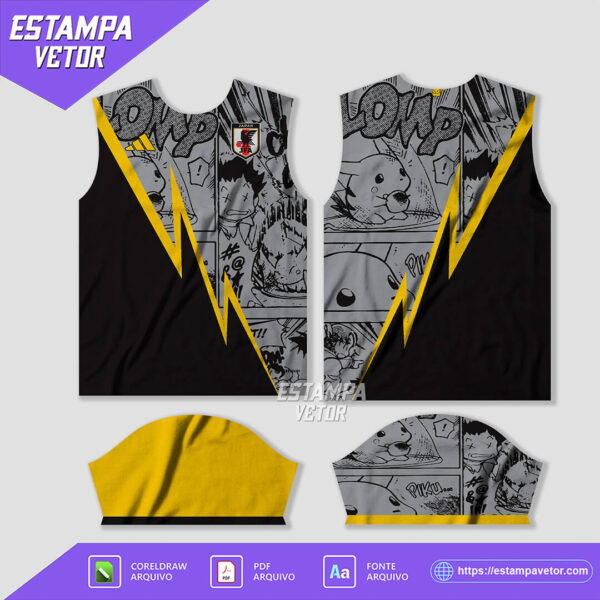 Design exclusivo da Arte Vetor Camisa Japão Conceito Pikachu 2023 nos formatos Corel Draw X7 e PDF.