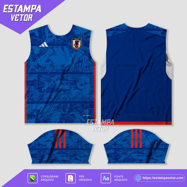 Design Vetorial para Camisa com tema Japão Dragon Ball Conceito 2023, disponível em formatos editáveis Corel Draw X7 e PDF.