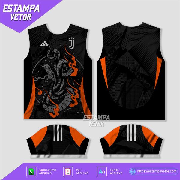Arte Vetor Camisa Juventus Conceito 2024-2025 em formato CDR para personalização de camisas.