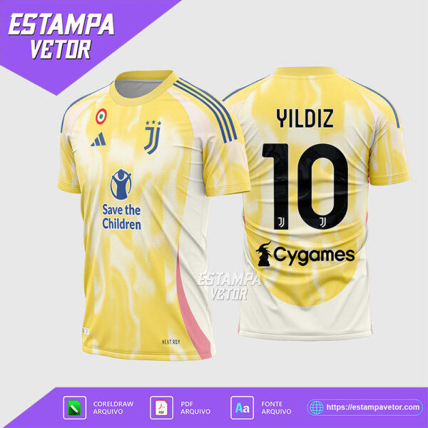 Arte Vetor Camisa Juventus Reserva 2024 - 2025 Corel Draw X7 para sublimação