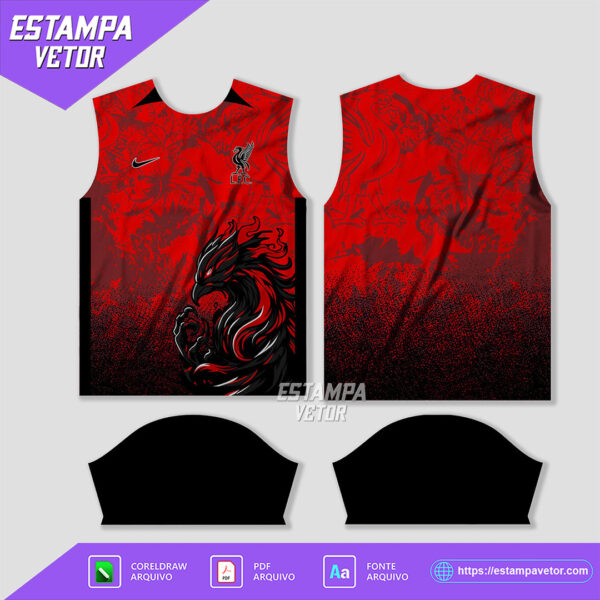 Arte Vetor Camisa Liverpool Conceito Fenix Vermelho Corel Draw para sublimação