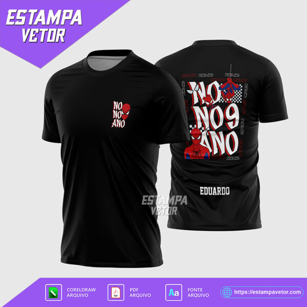Arte Vetor Camisa Nono Ano Homem Aranha Corel Draw X7 para sublimação