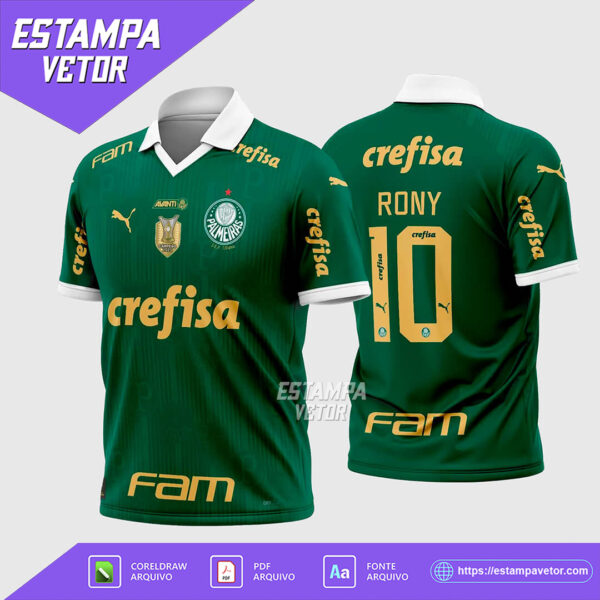Arte Vetor Camisa Palmeiras Titular 2024-25 - Design editável nos formatos Corel Draw X7, PDF e TTF.