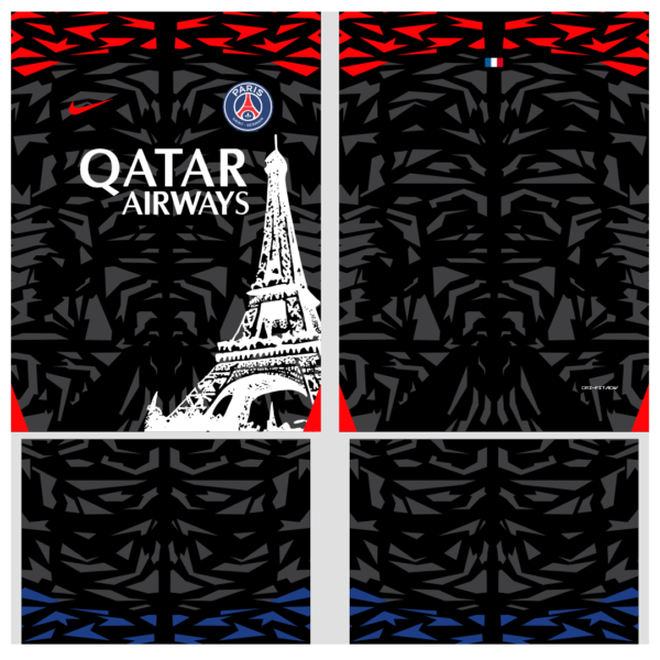 arte vetor camisa paris saint germain conceito torre eiffel 2024 - Image 2