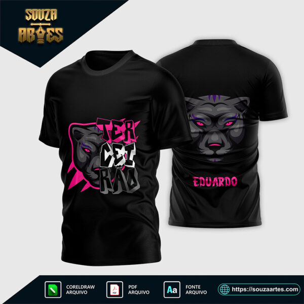 arte vetor camisa preta e rosa pantera - terceirão 2024