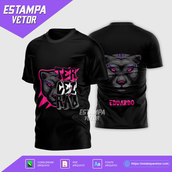 Arte Vetor Camisa Preta e Rosa Pantera - Terceirão 2024 para personalização de itens de formandos